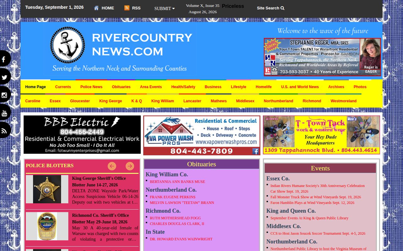 Essex County River Country News Tappahannock police blotter report