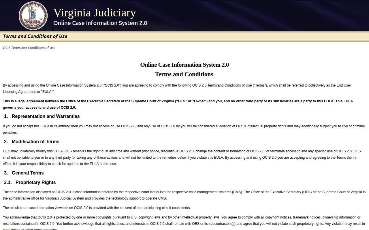 Essex County official OCIS court-status record search